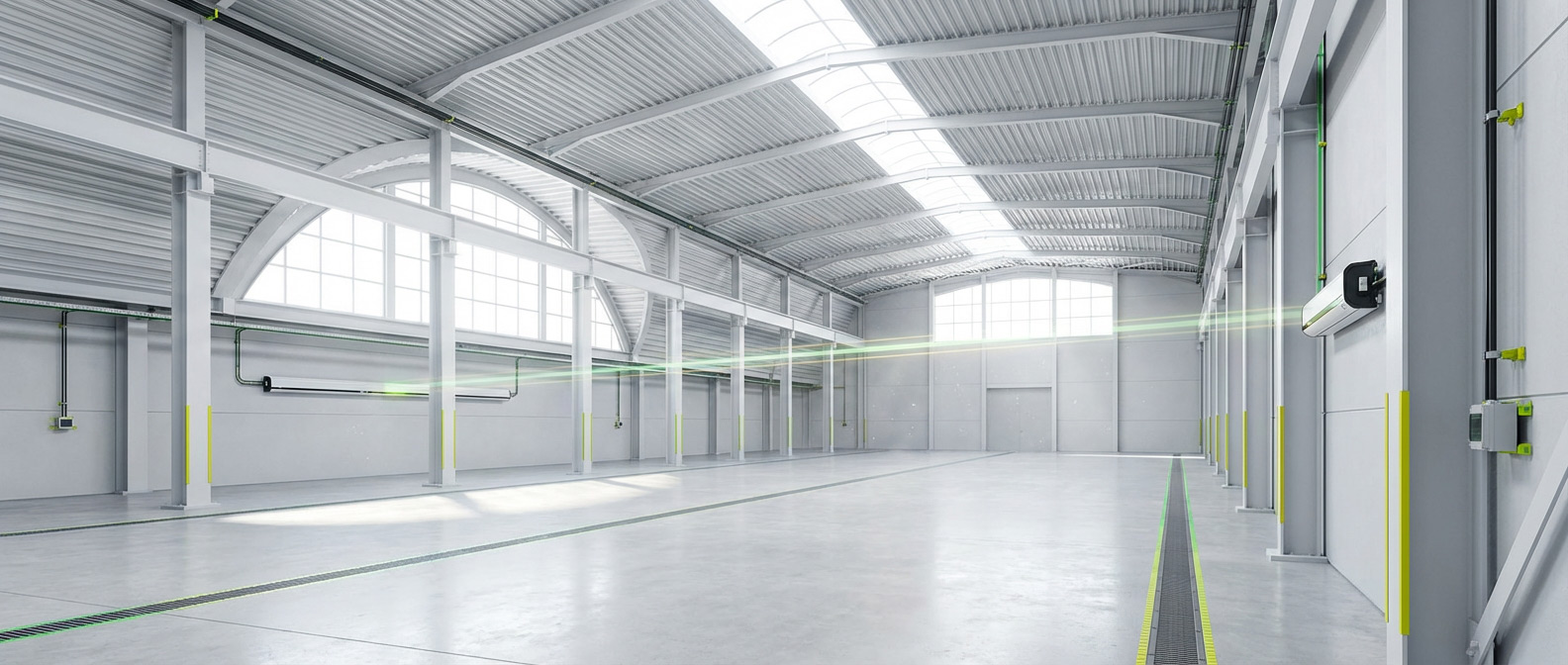 Линейный пожарный извещатель в большом помещении