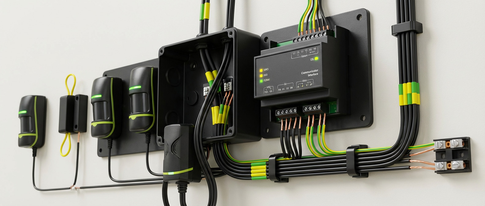 Подключение охранных извещателей и линий связи