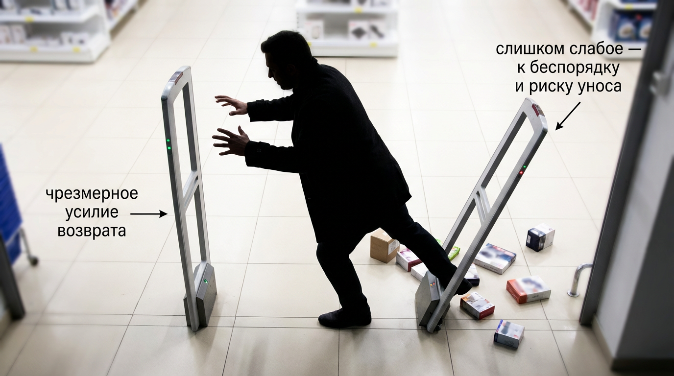 Ретрактор и усилие возврата на витрине